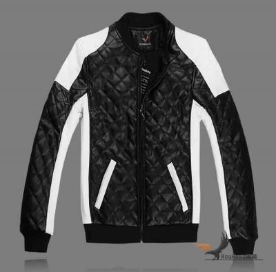 Sports Leather jacket for men White with Black Sleeves