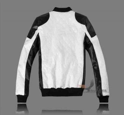 Sports Leather jacket for men White with Black Sleeves