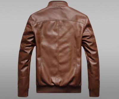 Leather Aviator Jacket with cotton Collar and sleeve Vintage Fashion