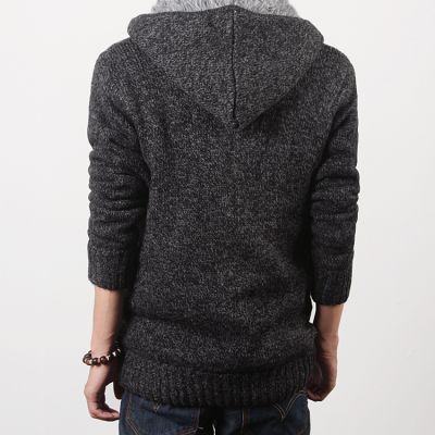 Wool Zip Up Hoodie for Men with Inside Fur - Plain Model
