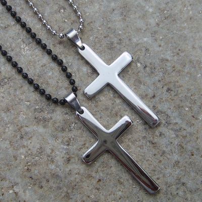 Simple Crucifix Pendant with Chain for men women Silver