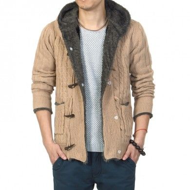 Button Down Hoodie for men with Inside Fur Thick Wool Vest