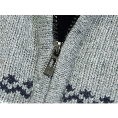 Zip Up Hoodie for Men with Inside Fur and Winter Stripe Print