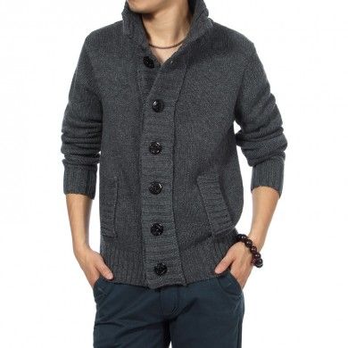 Button Down Vest for Men with Large Buttons and Thick Wool Knit