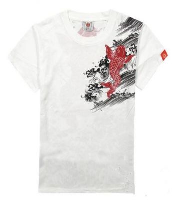 T Shirt Japanese Tattoo Koi Fish Print Oriental Hip Hop Streetwear