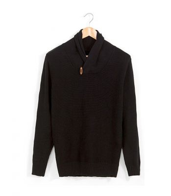 Fashion jumper for men with crossover collar and wood details
