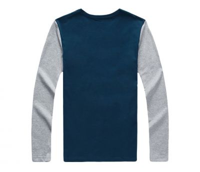 Long sleeve t shirt for men with colored sleeves and pocket lining