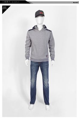 Hoodie Jumper for men with Sport style Badge embroidery and shoulder stripe