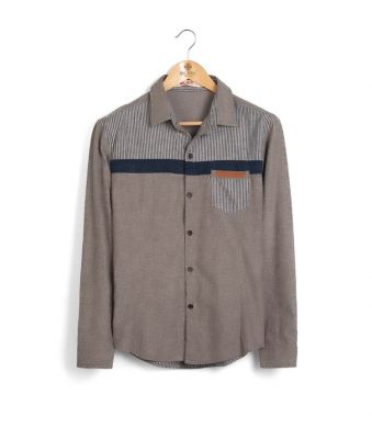 Denim shirt for men long sleeves with chest stripe design fashion