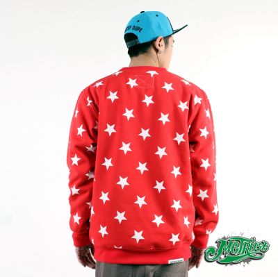 Crewneck Sweater with large white star print pattern Swag