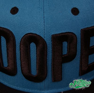 DOPE Snapback Baseball Cap with Sky Blue Head and Black Visor