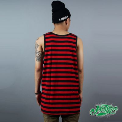 Black and Red thin stripes Tank Top T shirt Hip Hop Swag