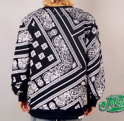 Paisley print Crewneck Sweater Diagonal Bandana Pattern