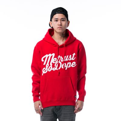 Hoodie Sweatshirt with Metrust So Dope Script Design - Red