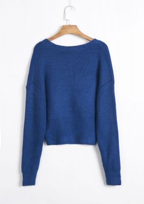Sweater cardigan in blue for women