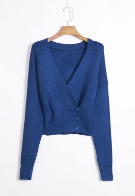 Sweater cardigan in blue for women