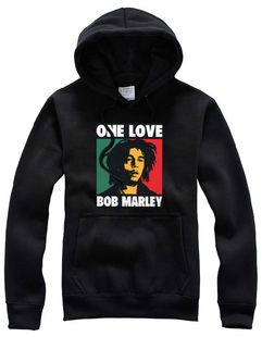 Bob Marley Hoody Sweatshirt with Red Gold Green Print across Front