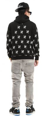 Hoodie Sweatshirt with Bandana Droplet Print All Over - Black