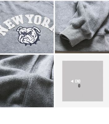 Fleece sweatshirt for men with New York bulldog visual on the front
