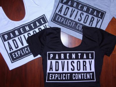 Parental Advisory Explicit Content Swag Crop Top T shirt for Women