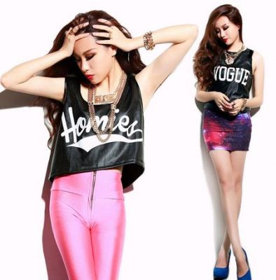 Leather Crop Top T shirt for Women with Print Homies or Vogue