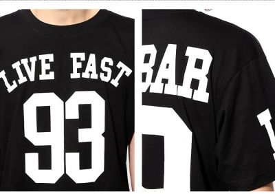 Escobar 93 T shirt Live Fast White Print on Black Swag