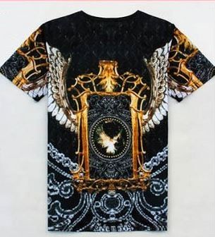 Eagle Chains Black and White Gold Links T Shirt Streetwear