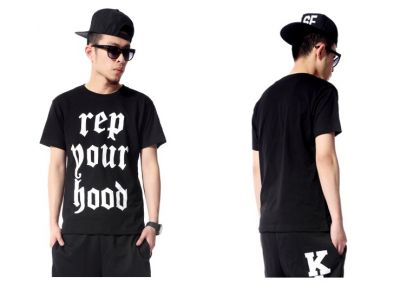 Rep Your Hood T shirt Streetwear Hip Hop Printed Tee