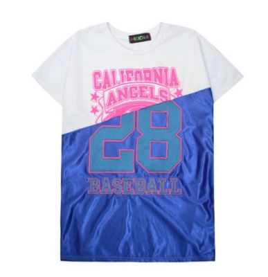 Loose Baseball Style T shirt for Women with Half Cut