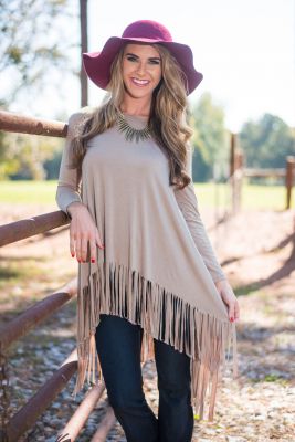 Long sleeve t-shirt for women with Fringe side