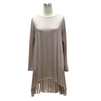 Long sleeve t-shirt for women with Fringe side