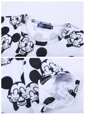 All Over Mickey Mouse Middle Finger Up T shirt Sublimation Print