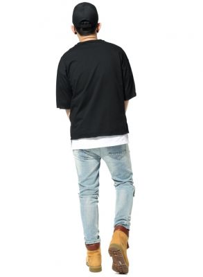 Short Oversize T shirt for Men with Ripped Destroyed Hole