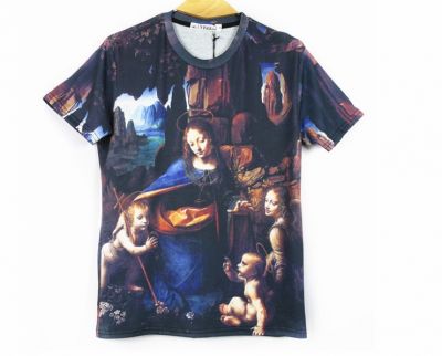 Virgin of the Rocks Da Vinci T shirt Stretch Slim Fit for Men