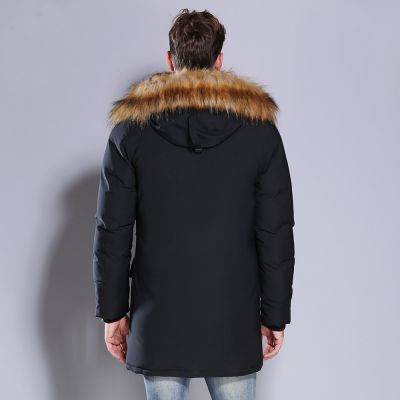 Tall hooded parka with detachable faux fur trim