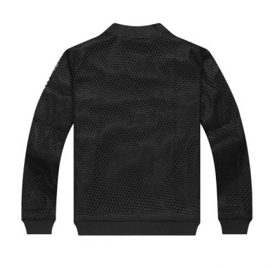 Bomber Sweater Jacket for Men with Hollowed Out Netting