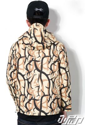 Men's Hooded Windbreaker Coat with Thorns Zebra or Flower Print