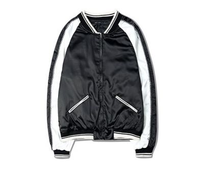 Lightweight Sports Jacket in Black and White Satin for Men