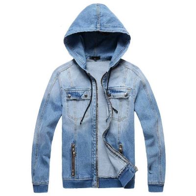 Jeans jacket with hood for men 