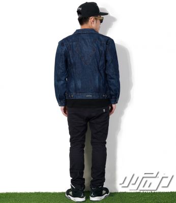 Men's Denim Jeans Long Sleeve Jacket with Double Chest Pocket