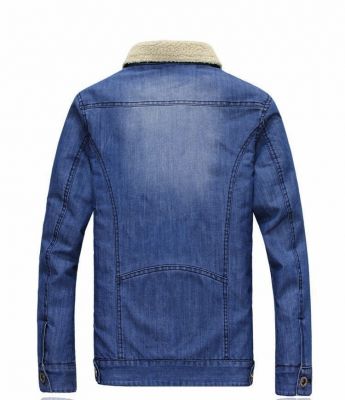 Jeans Denim Trucker Jacket for Men with Shearling Wool Collar