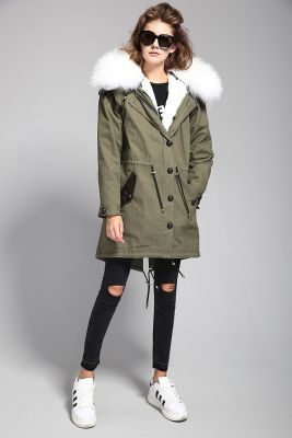 Women's winter jacket with thick fur hood
