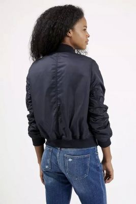 MA1 women's bomber jacket with zipped pocket on sleeve