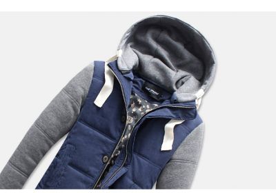 Quilted  winter jacket for winter hoodie with contrast sleeves