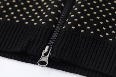 Zip up Men’s Sweater with Retro Winter Print Snowflakes Stripes