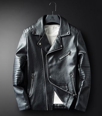 PU leather perfecto biker jacket for men with zipped pockets