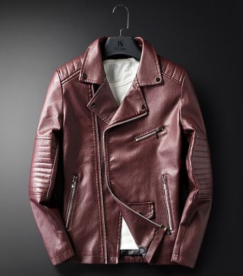 PU leather perfecto biker jacket for men with zipped pockets