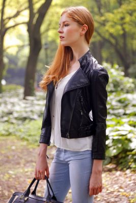 Perfecto Leather Jacket for women with Multiple Pockets