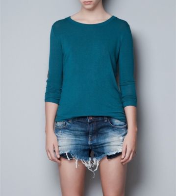 Simple pullover jumper for women with round collar and padded elbows