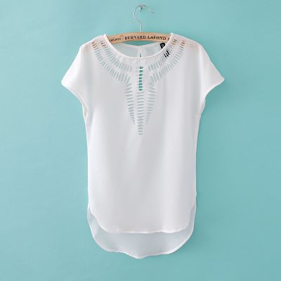 Women's T shirt with fashion perforations tribal style